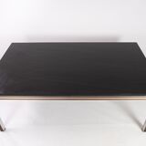 Coffee table with black slate plate and frame in rosewood and metal, of danish design from the 1970s