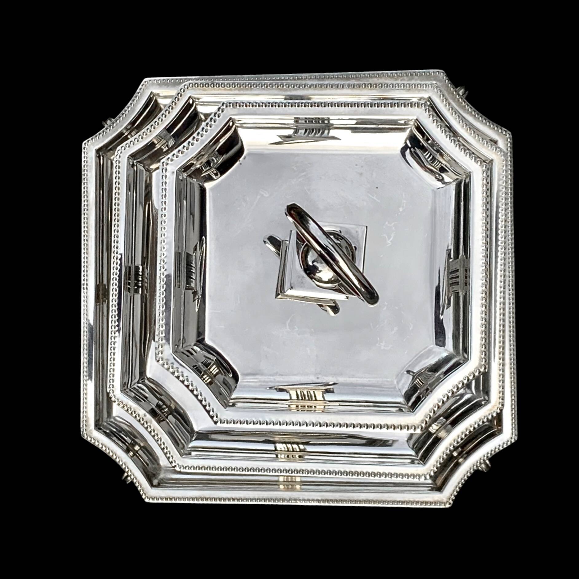 Serviteur muet à trois étages en métal argenté – élégance des années 1950