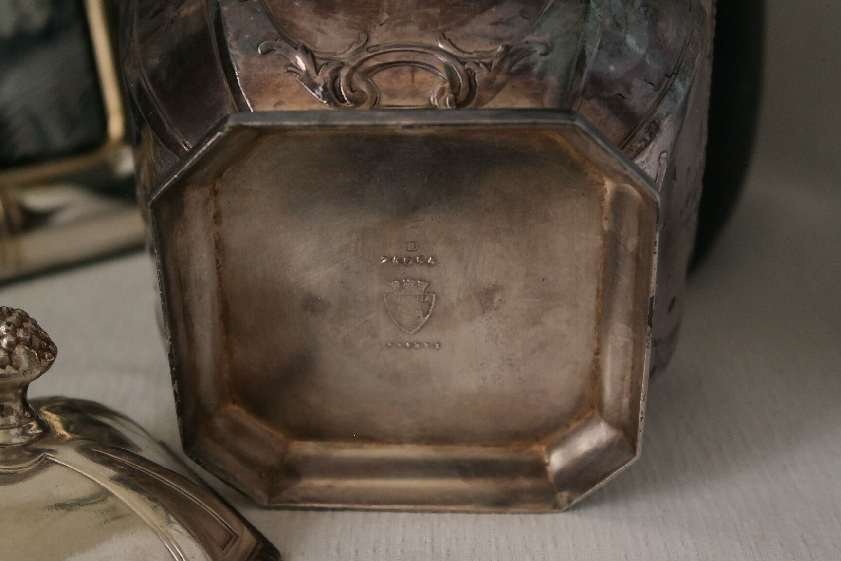 Silver metal candy sugar bowl lutetia france old