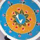 Hand-Painted Wall Decorative Ceramic Plate with Dove & Floral Folk Art Design