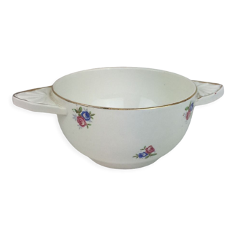 Antique bowl with glazed ceramic ears made in France Digoin Sarreguemines