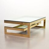 Belgo-Chrom Architectural G-Table 23-Carat Goldplated with Glass Tops 1970s