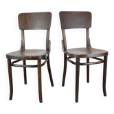 Pair of antique armchairs Model No B28 by Thonet, bent wood and caning, Austria 1920s.