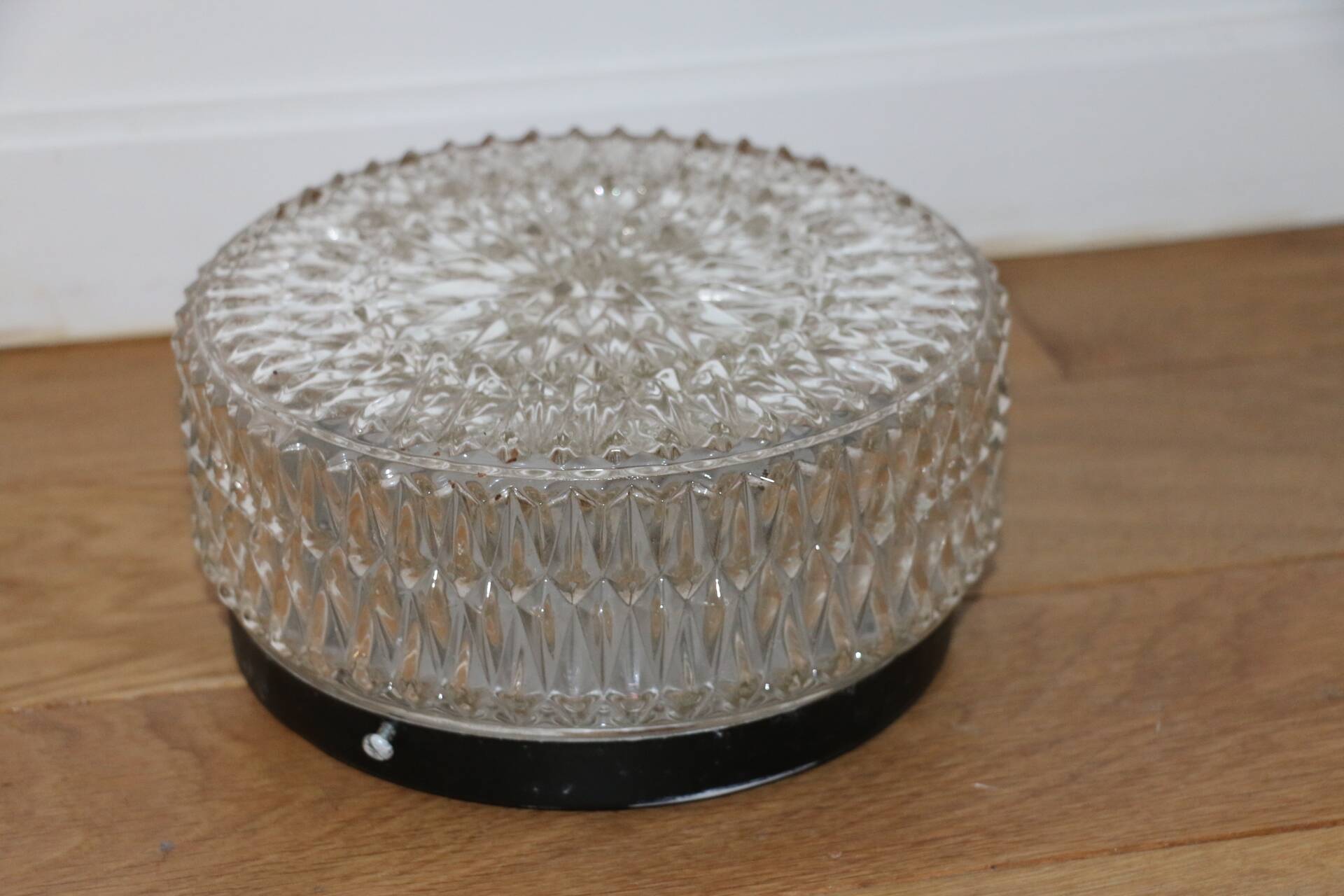 Pair of metal and glass wall/ceiling lights