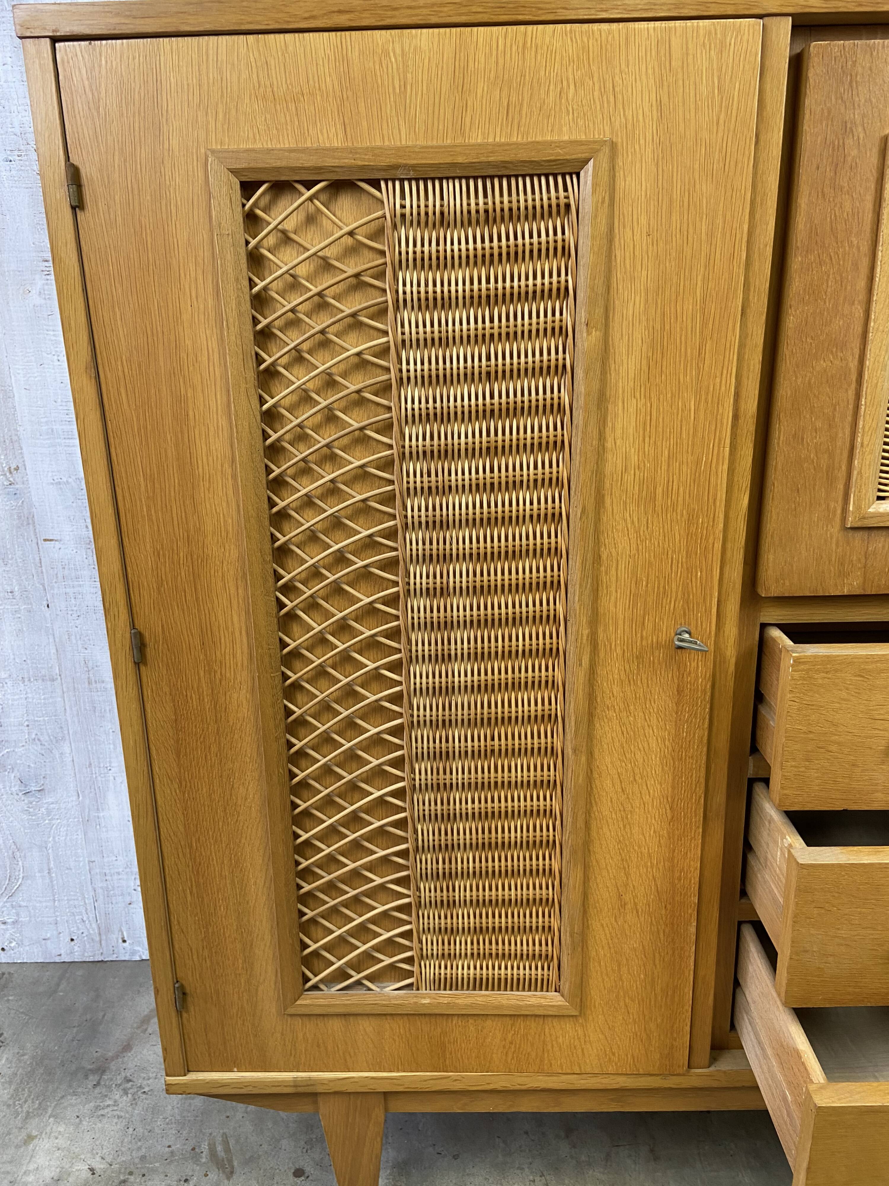 Vintage wood/wicker cabinet