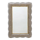 Mid-century Modern Italian Sculptural Backlit Mirror in Murano Glass Brass