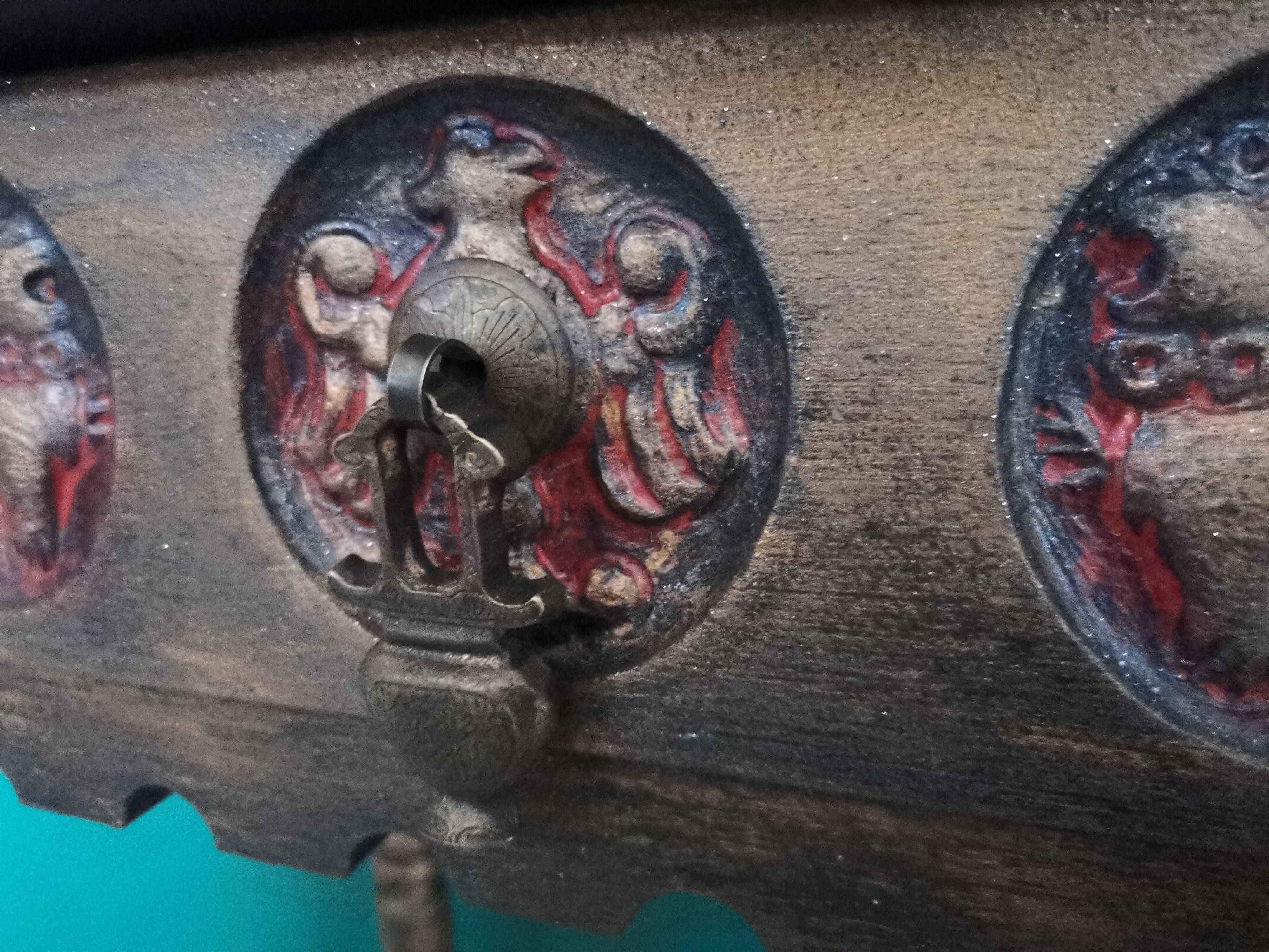 Wooden console 2 drawers antique Chinese style