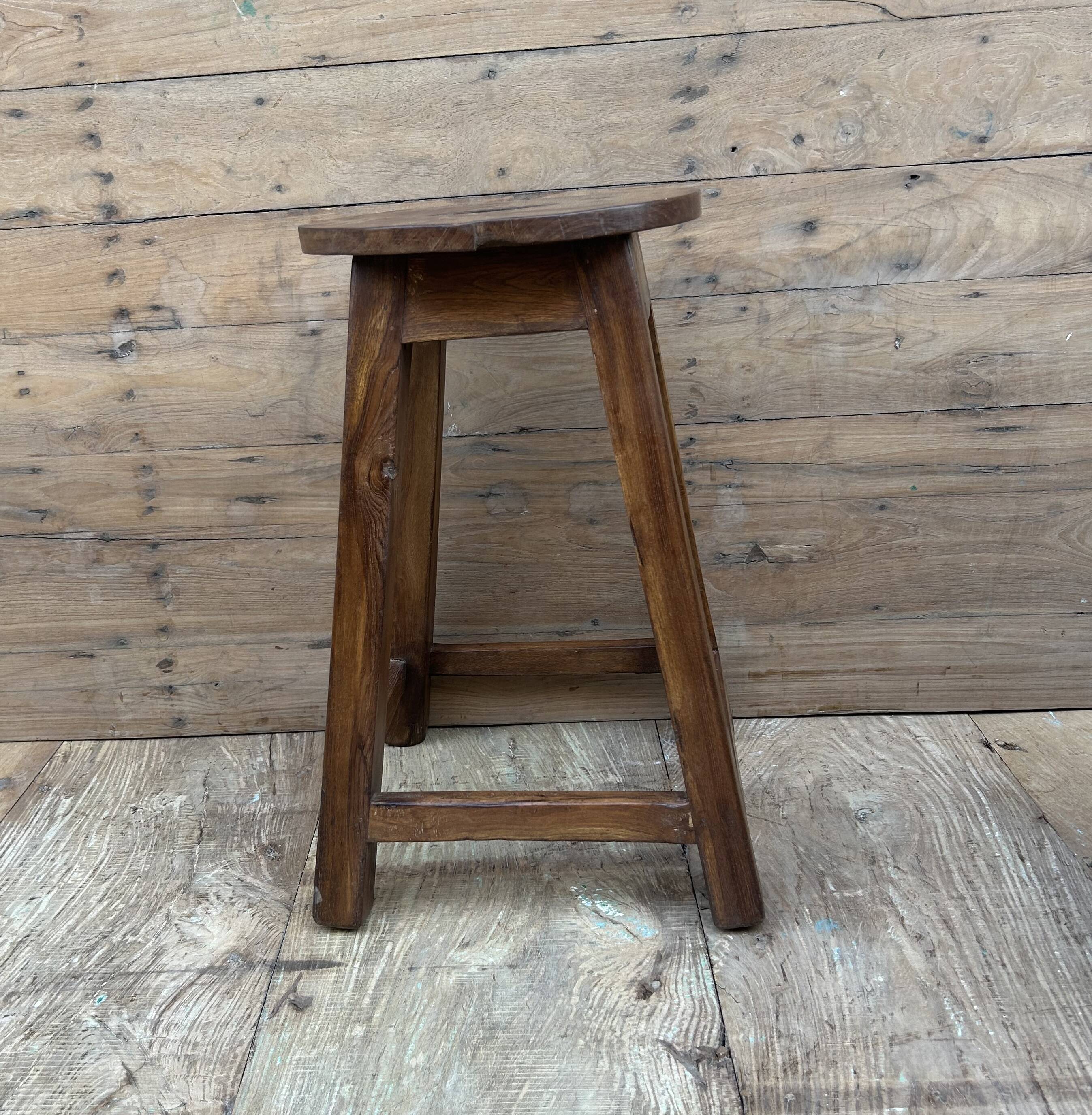 Tabouret d'atelier en teck massif