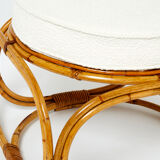 Sofa and italian poufs bamboo curly wool around 1960
