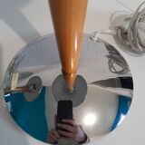 Pair of vintage 1980s wood and chrome ocean liner lamps