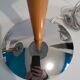 Pair of vintage 1980s wood and chrome ocean liner lamps