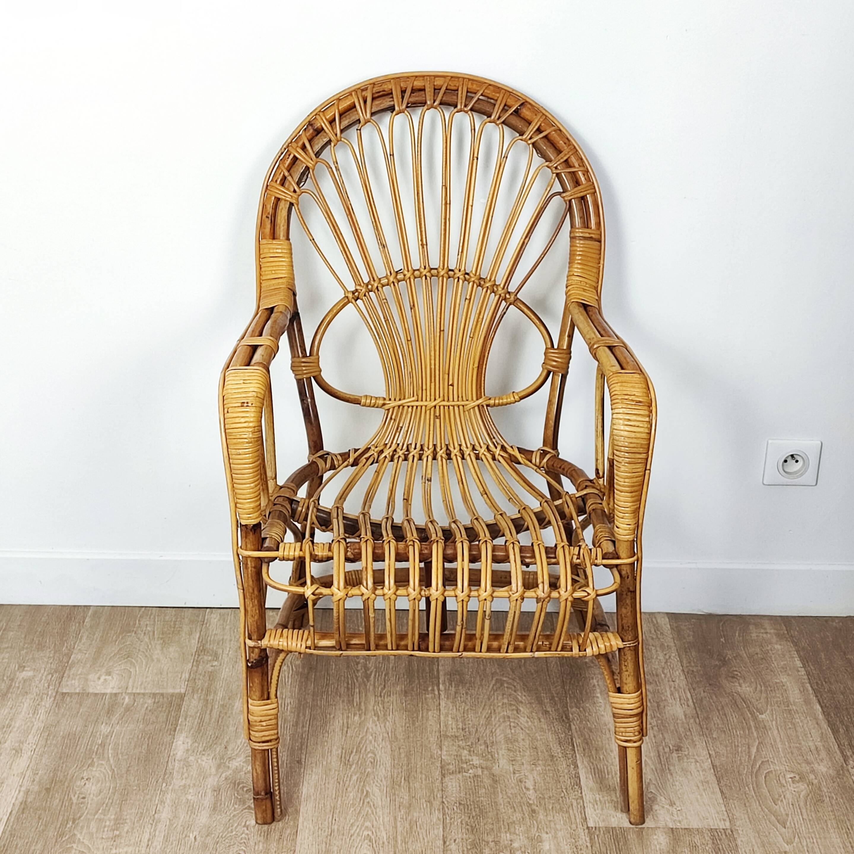 Rattan armchair 60'