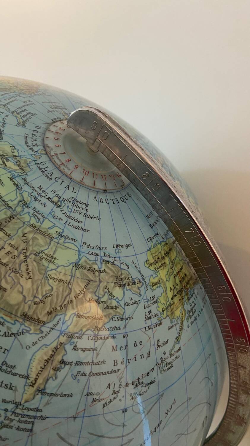 Very large luminous terrestrial globe Hercules 1960