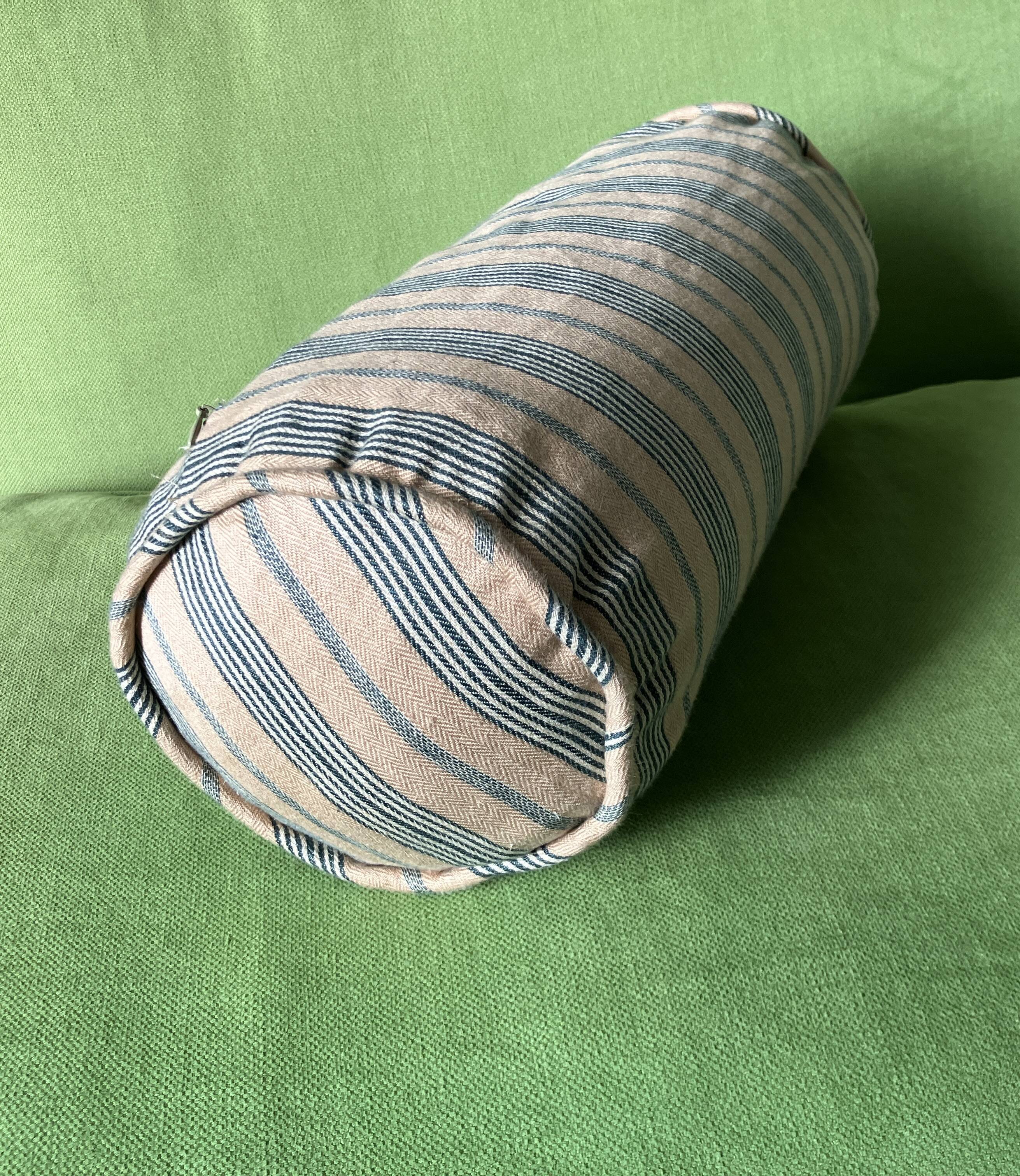 Striped linen cushion