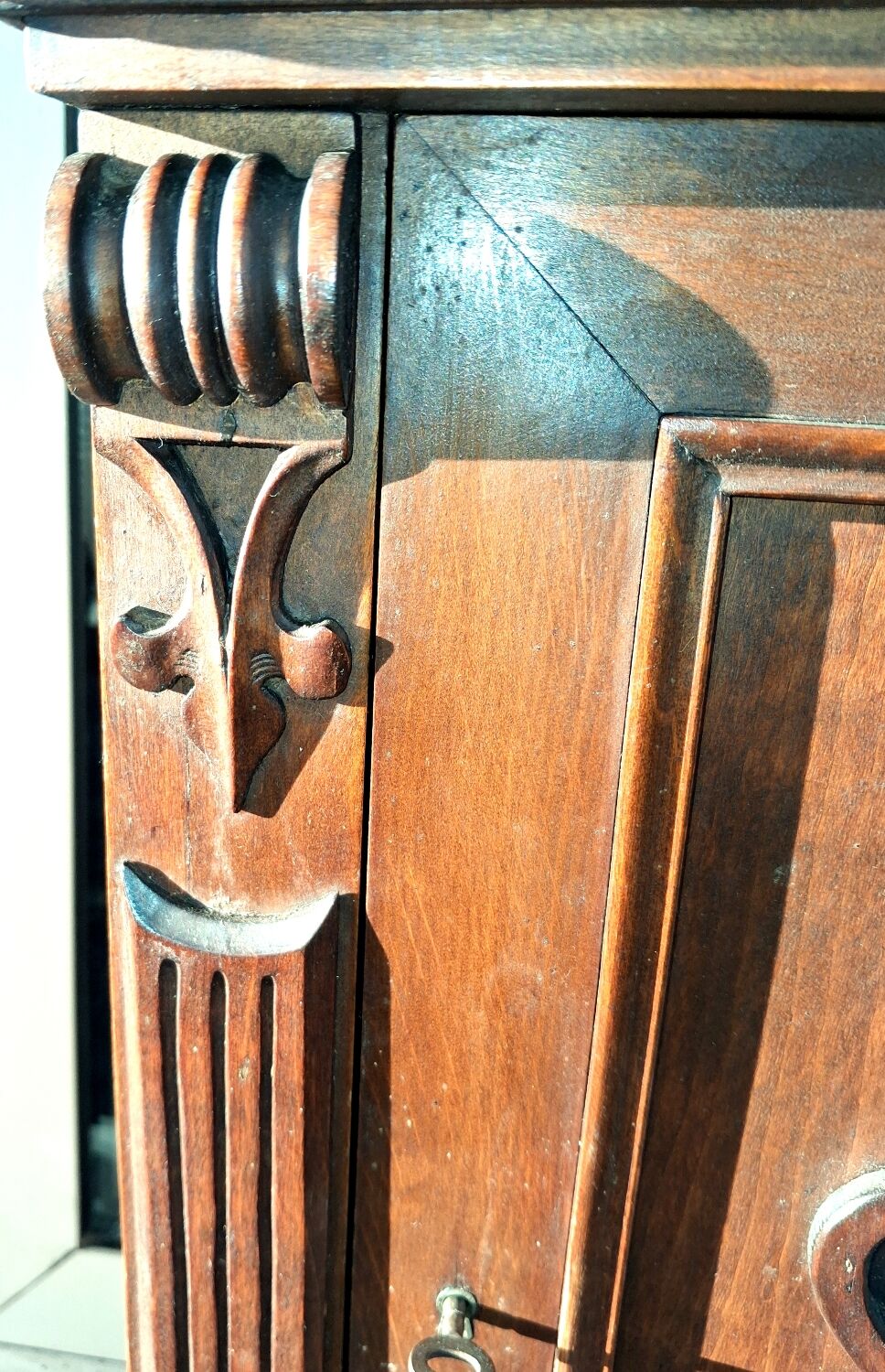 Wall-mounted or freestanding accent furniture, carved solid wood, chalet decor...