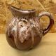 Antique melon pitcher flamed ceramic brown & pink vintage