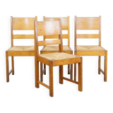 Set of 4 oak Haagse School design dining chairs from the early 1900s