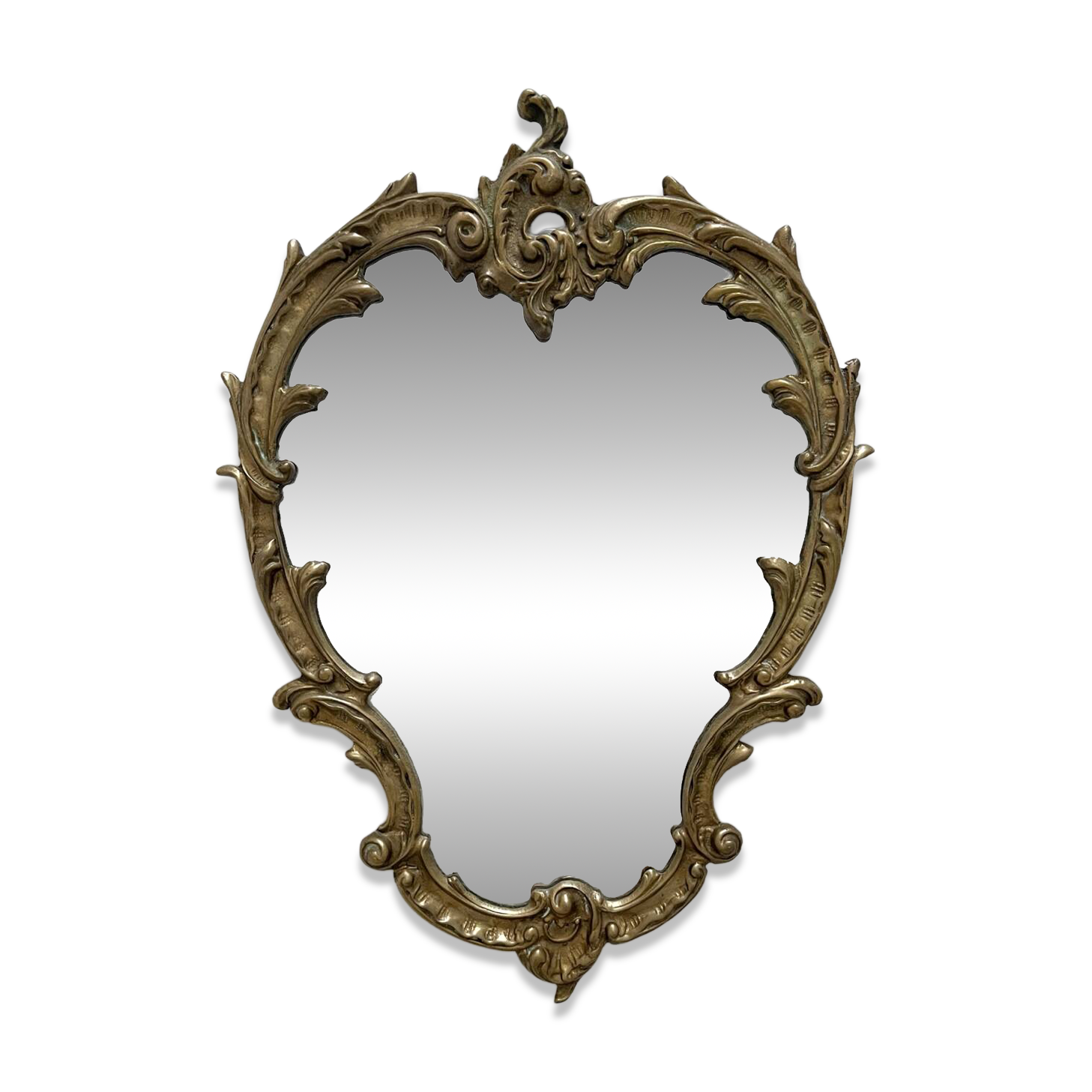 Miroir classique rocaille en laiton doré vintage