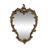 Miroir classique rocaille en laiton doré vintage