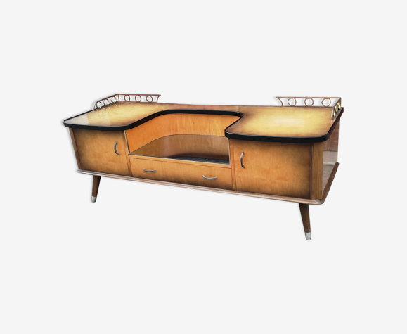 Commode vintage 2 portes 1 tiroir pieds compas
