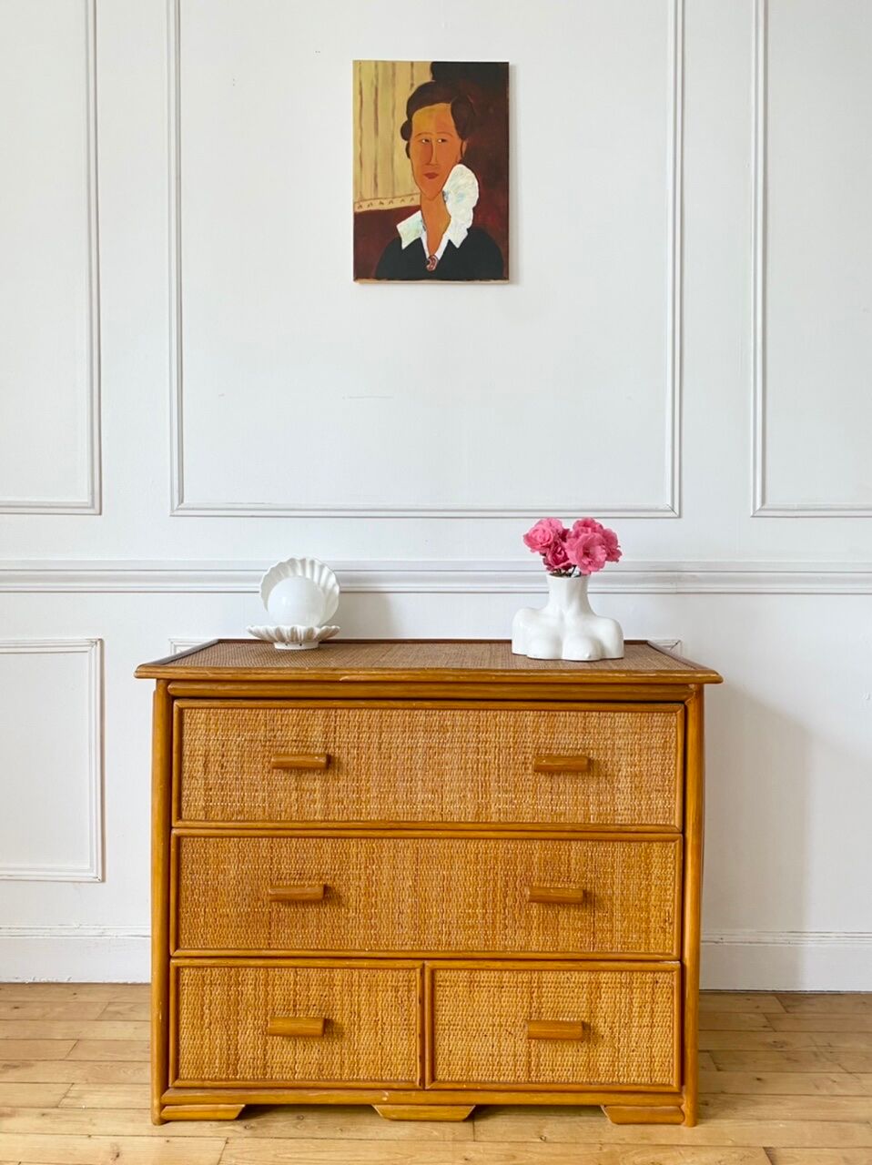 Rattan chest of drawers