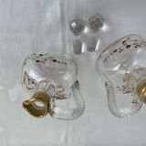 Paire de carafes Cristallerie Baccarat cristal blanc peint à l'or fin, Art Nouveau, 1900