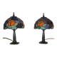 Pair of Art Nouveau Tiffany lamps with leaded glass, 1990.