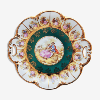 Plat porcelaine karlsbader décor d'après fragonard