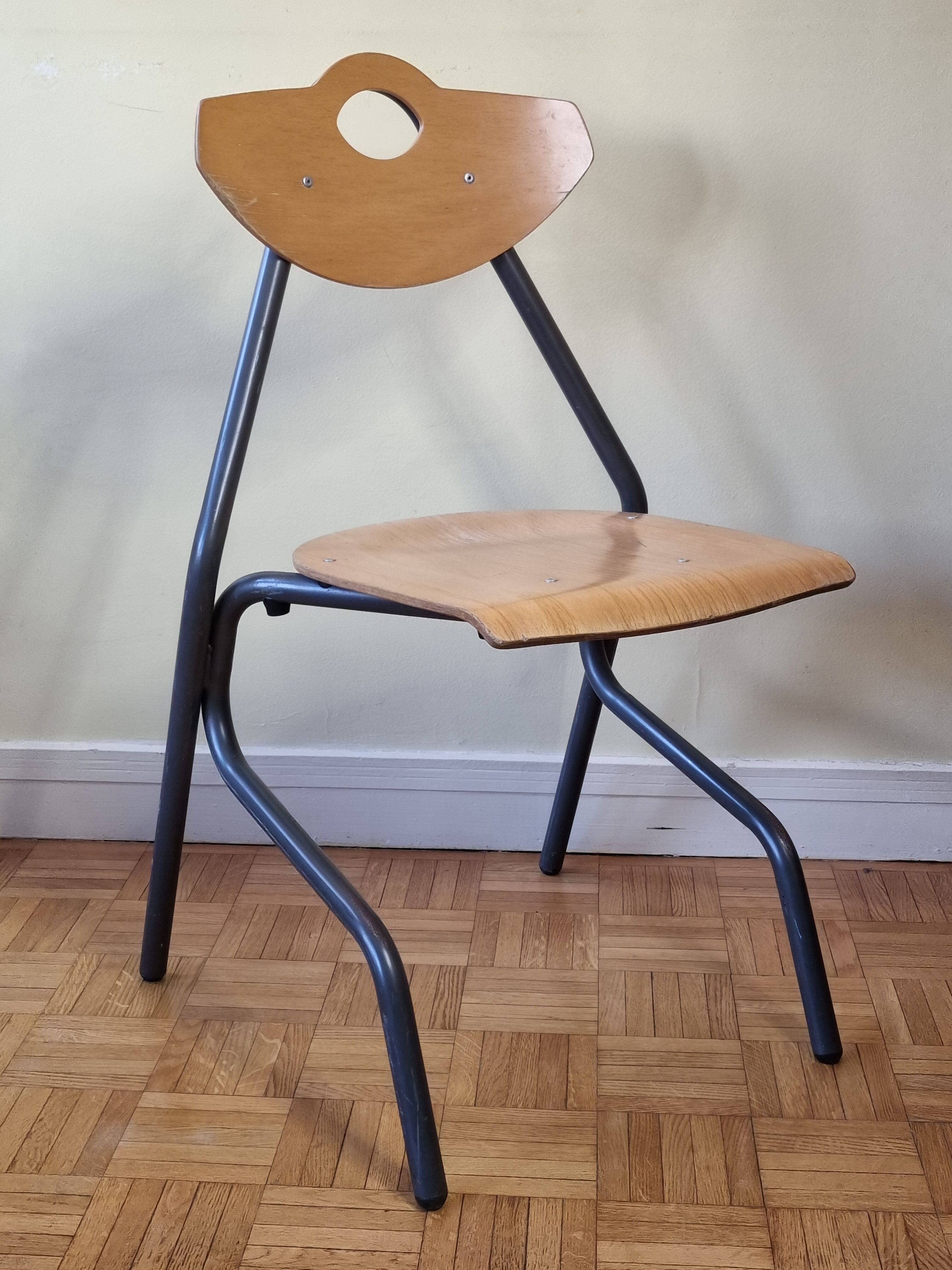 Design workshop chair in tubular steel, slate grey, 82 cm