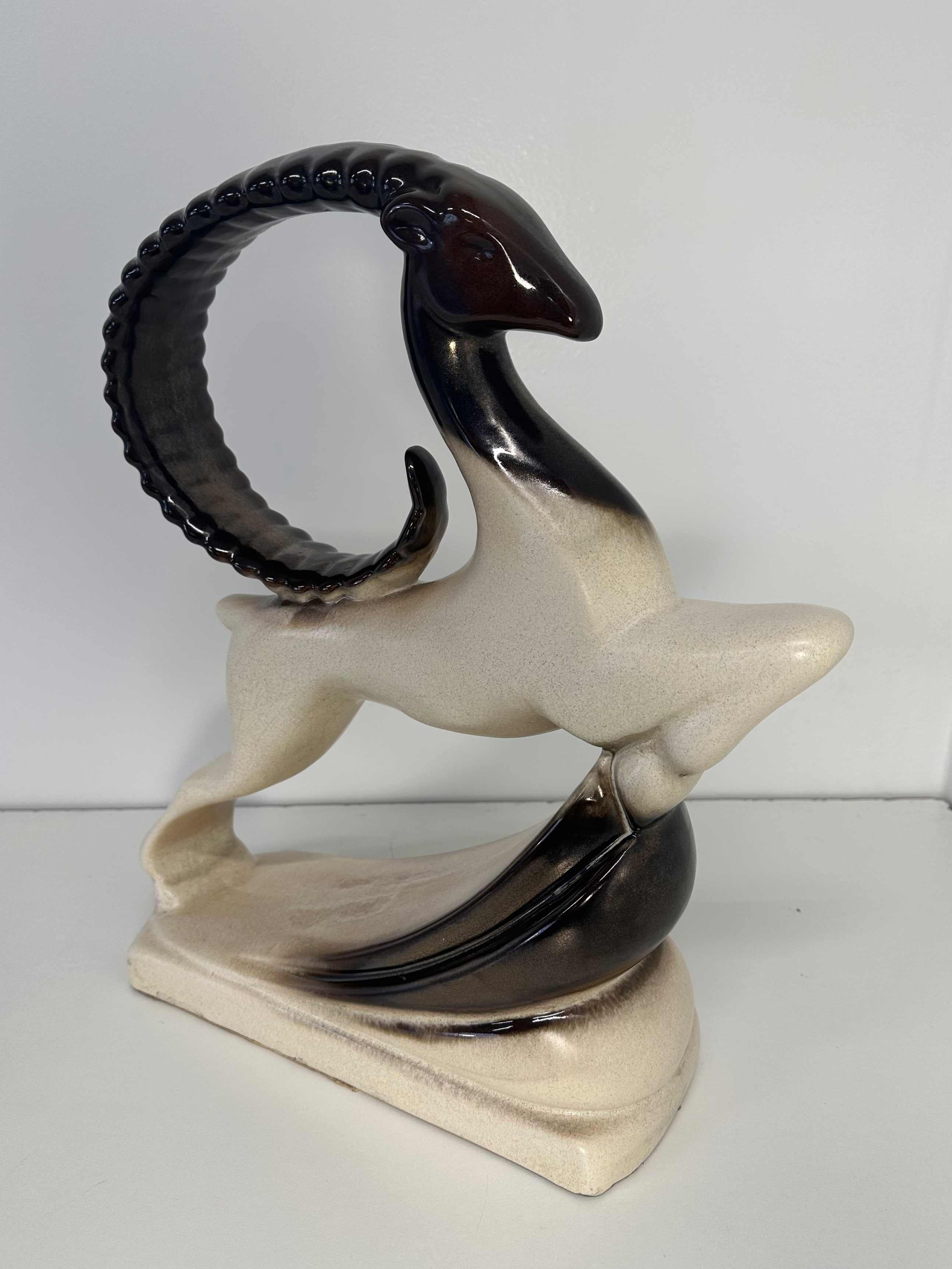 Large ceramic ram in Art Deco style by One Royal Art Art Brown and Whiting, 1960