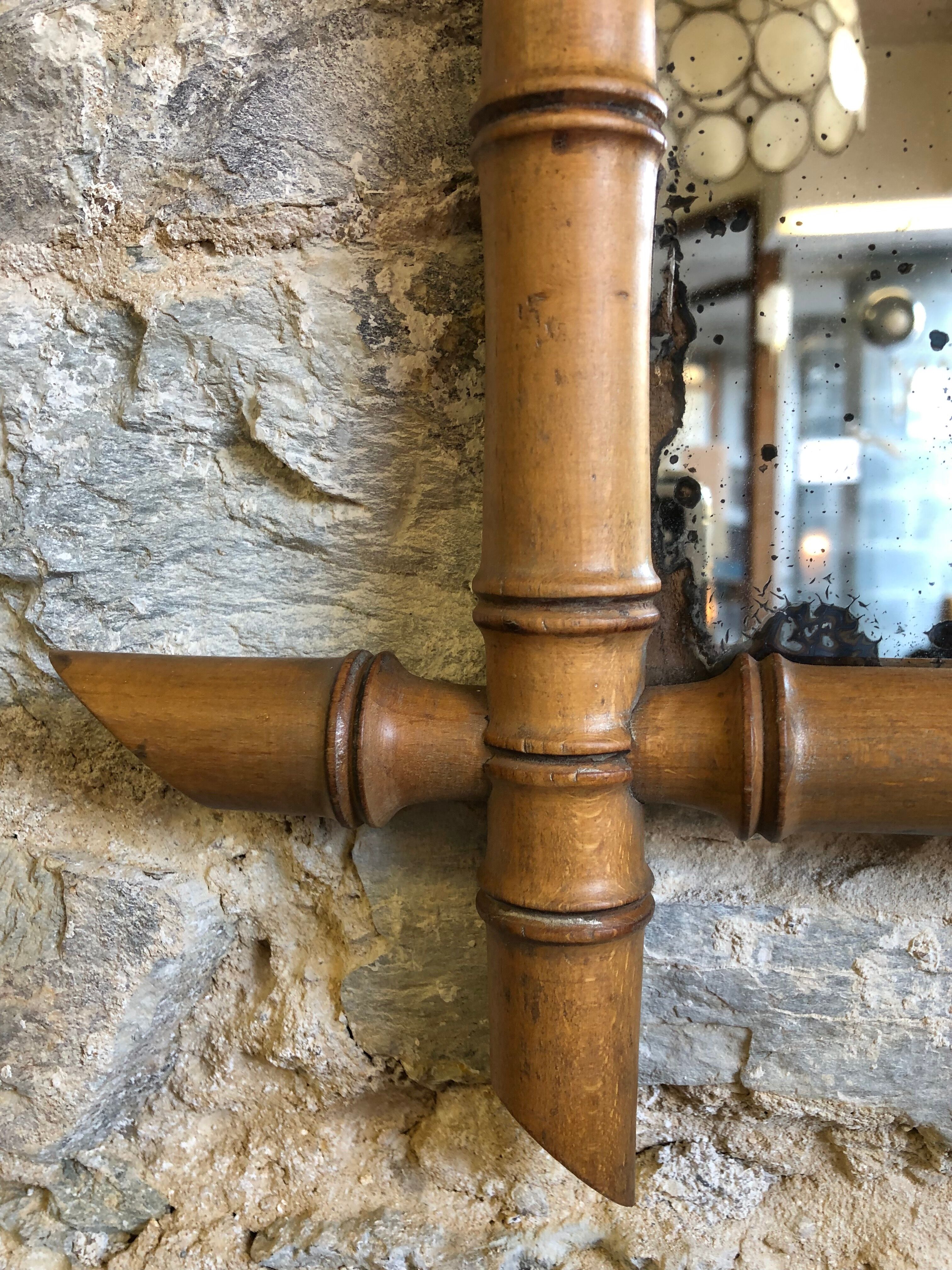 Miroir en bambou vintage 37x41cm