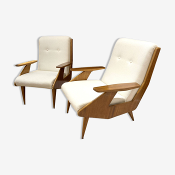 Paire de fauteuils moderne vintage 1950-60