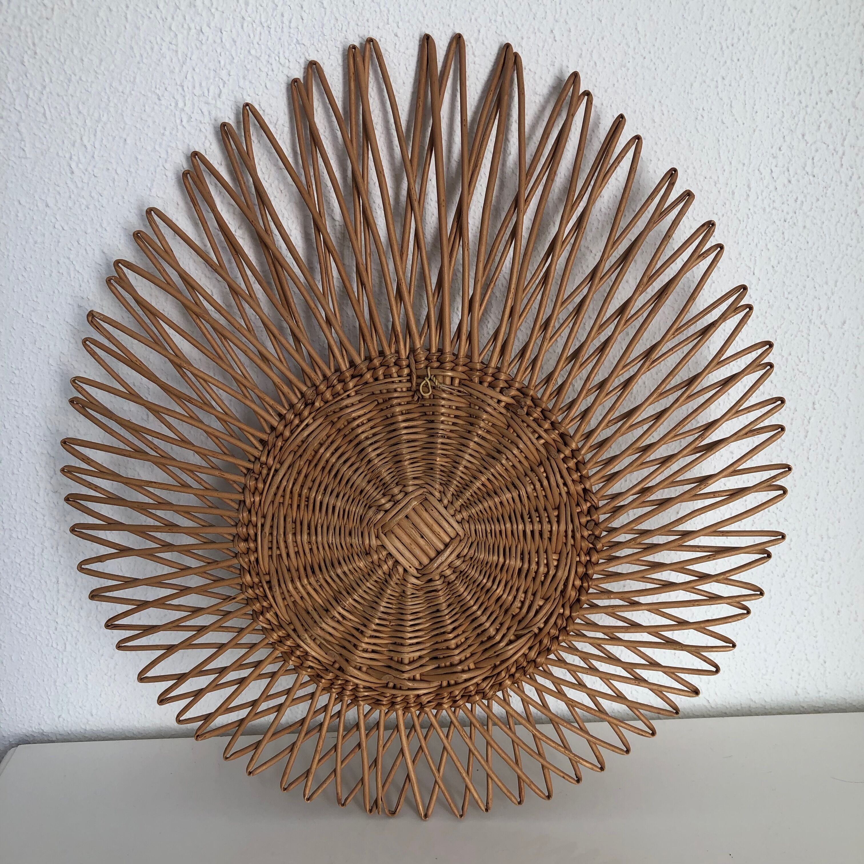 Vintage rattan sun mirror 1960 - 50 x45 cm