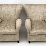 Attributed Gio Ponti Mid-Century Modern Italian Velvet Armchairs for ISA