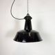 Industrial Black Enamel Factory Lamp with Cast Iron Top, 1950s