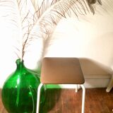 70's brown metal and faux leather stool