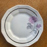 6 small plates in porcelain art deco octagonal shape pattern of roses.