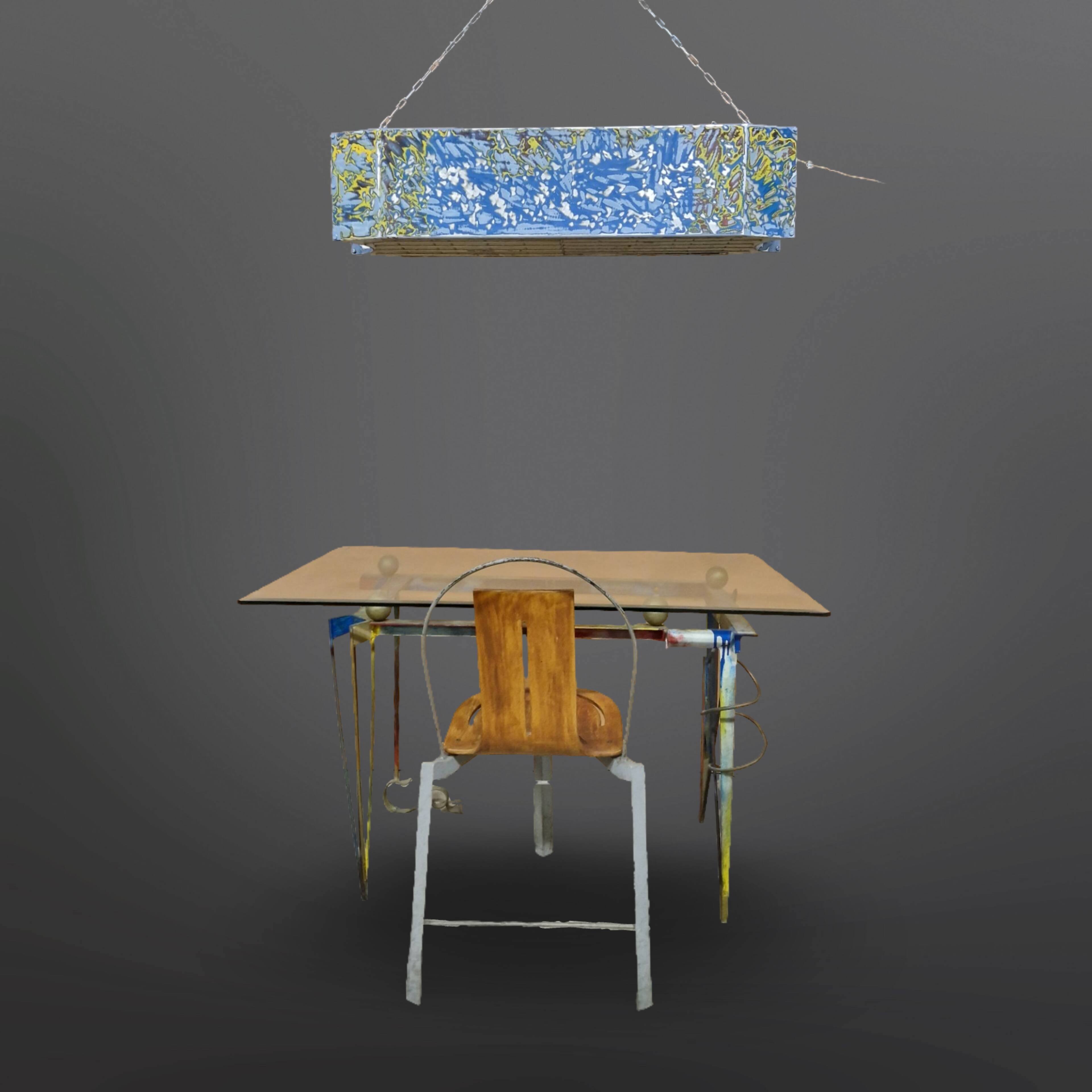 Post-modern desk and chair in Memphis style, Germany 1980.