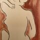 Signed painting in Chinese ink and art deco pastel, female portrait “the bath”