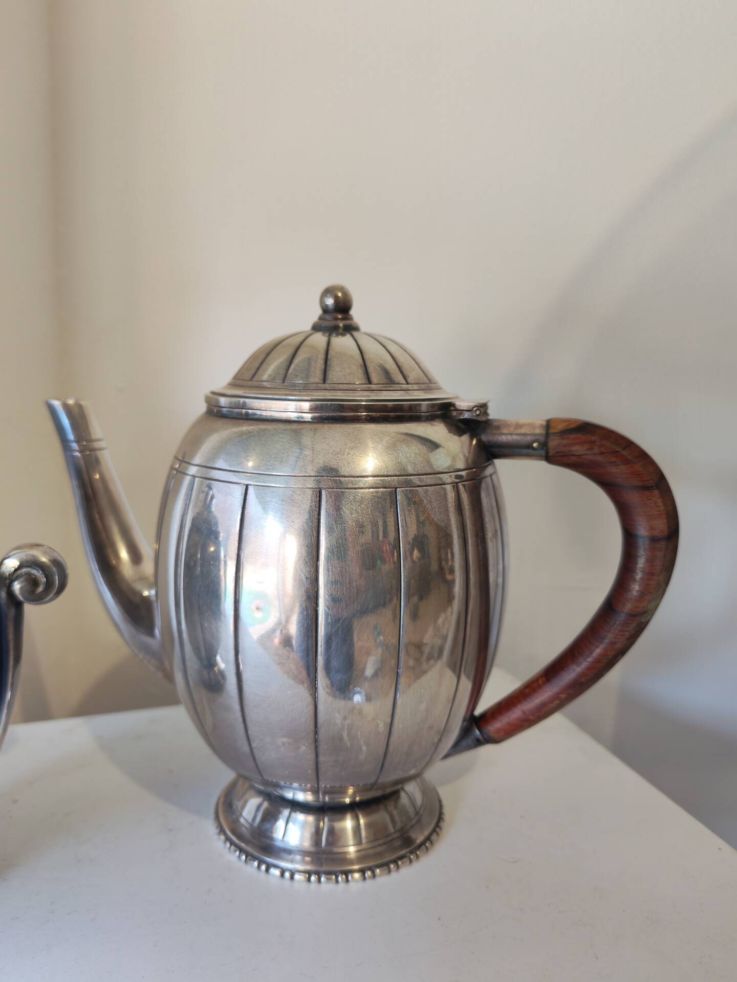 Tea and coffee service in silver-plated metal and wood from the 1930s Art Deco - Wine