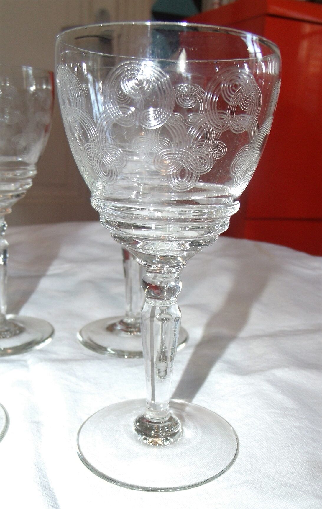 Lot of 6 old engraved wine glasses