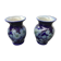 Pair of old Betschdorf vases in vintage Alsace blue enamelled stoneware
