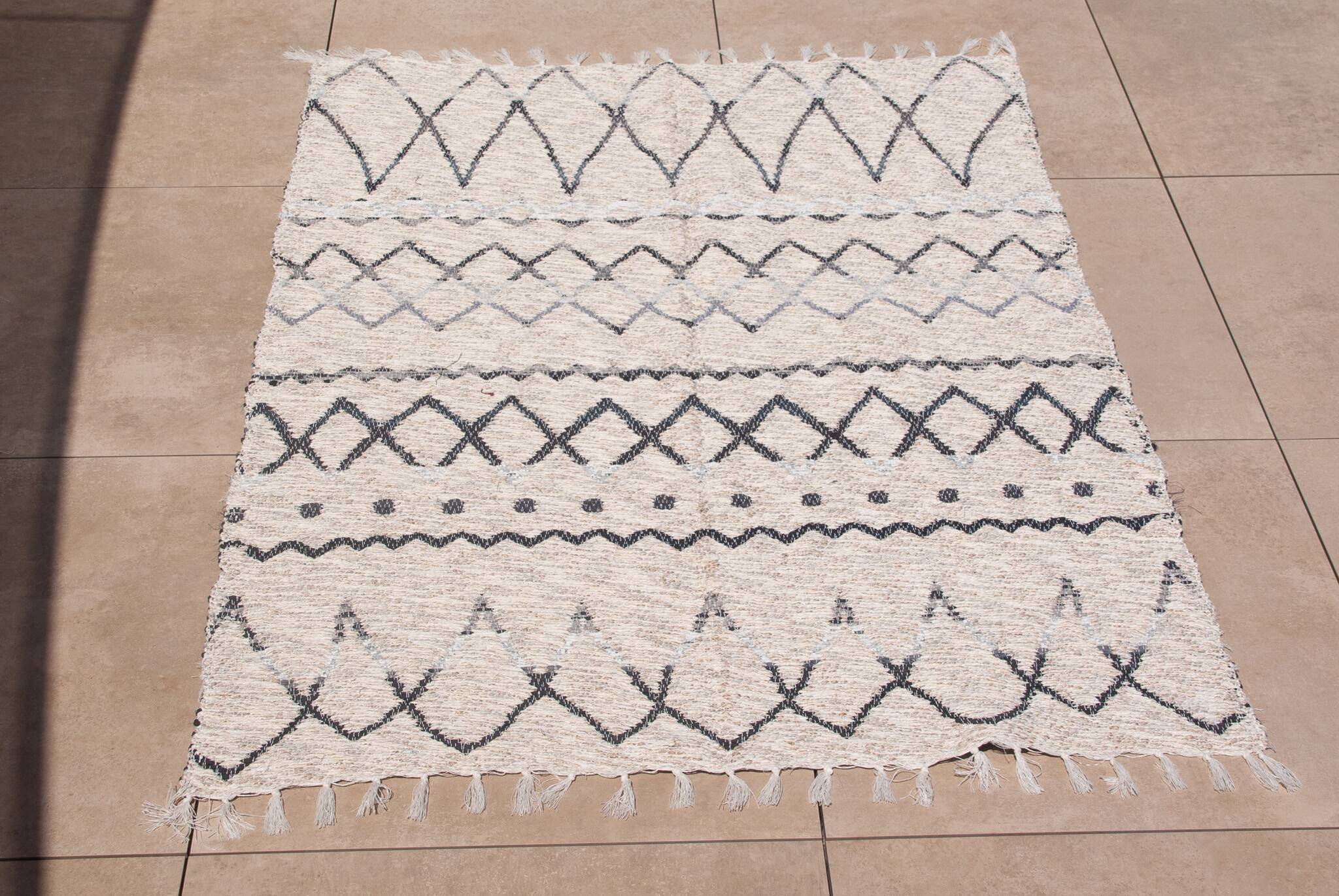 Recycled cotton handcrafted rug - Reversible - Grey