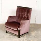 Italian Purple Velours Lounge Chair designed for Giorgetti, 1970s