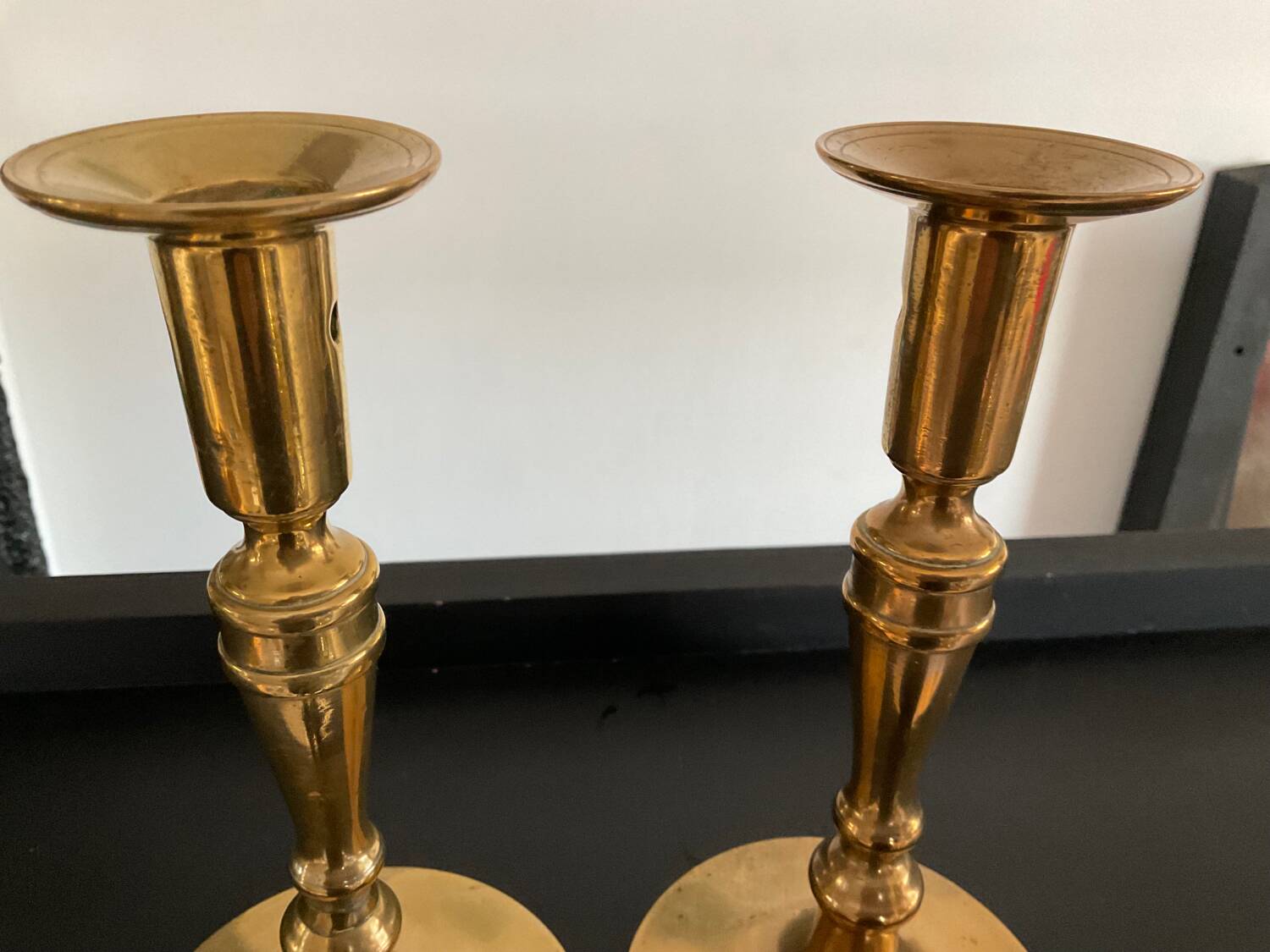 Pair of old bronze candlesticks