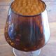 Vintage amber & clear glass footed vase