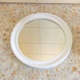 Round wall mirror by Carrara & Matta, white plastic bezel, Italian 1970s vintage