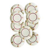 Lot de 9 assiettes dessert vintage Gien France Marie-Jeanne