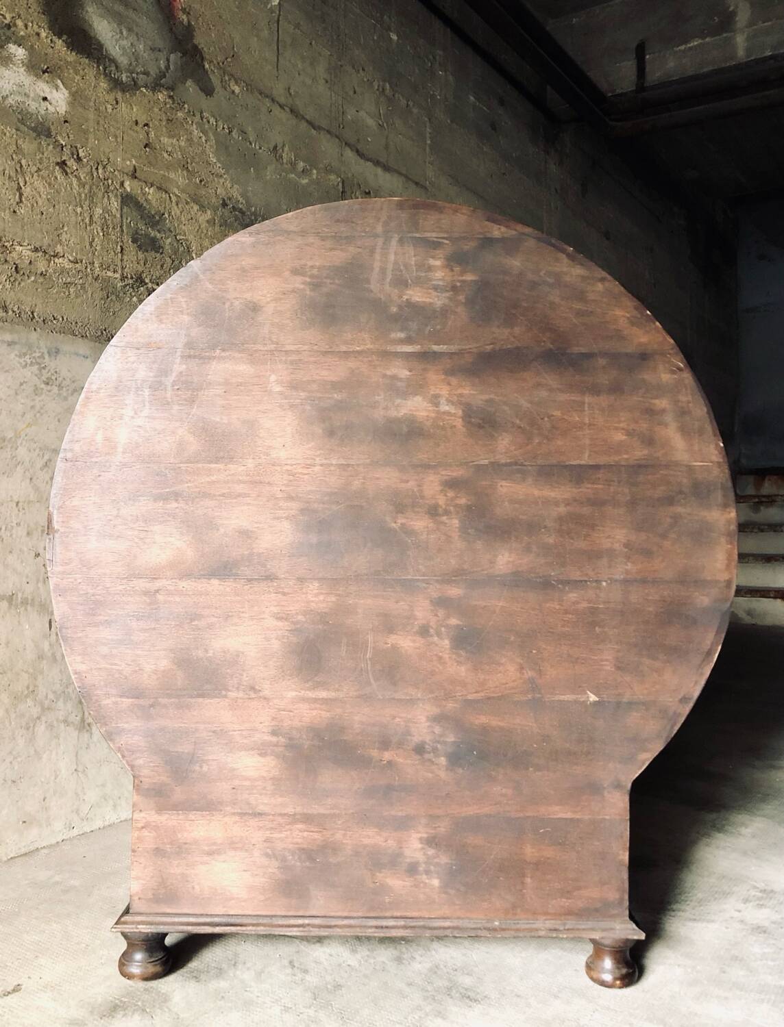 Vintage round cabinet in rattan and acacia