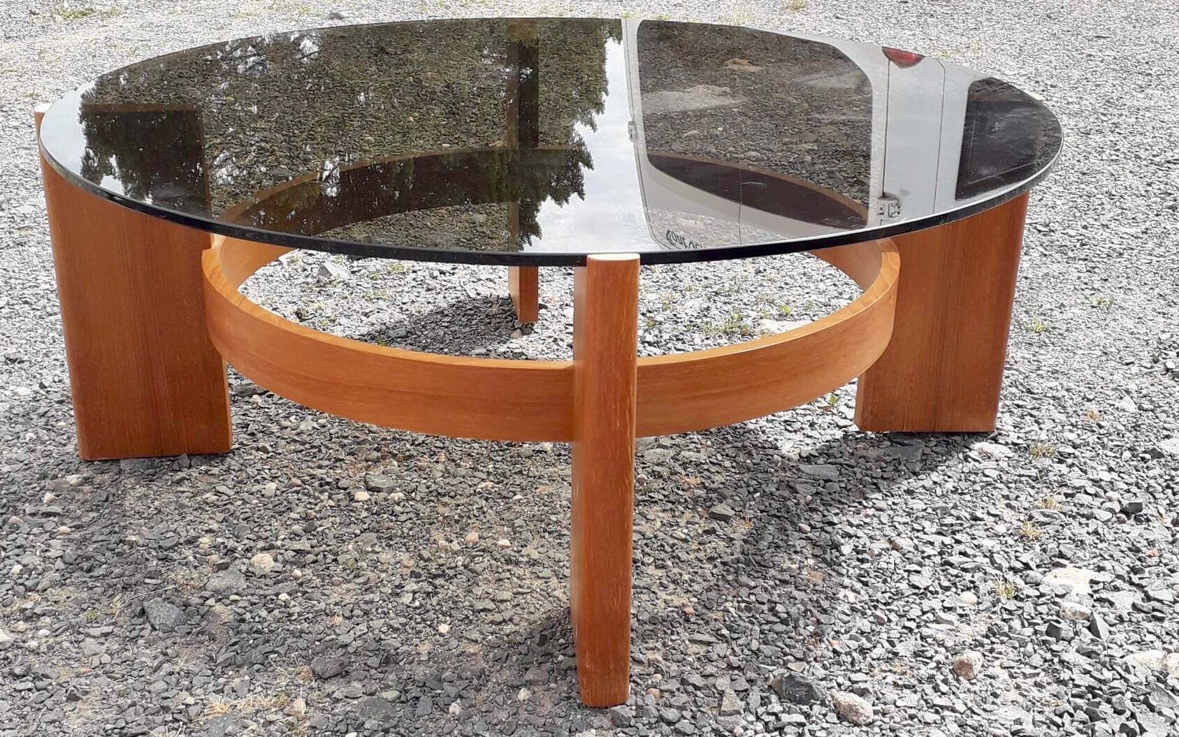 Vintage Danish teak coffee table and smoked glass